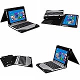 Acer Aspire Switch 10 E Case,Mama Mouth Leather Keyboard Portfolio Stand Case Cover For Acer Aspire Switch 10 E SW3-013-1369 SW3-013-105N Detachable 2 in 1 Touchscreen Laptop,Black