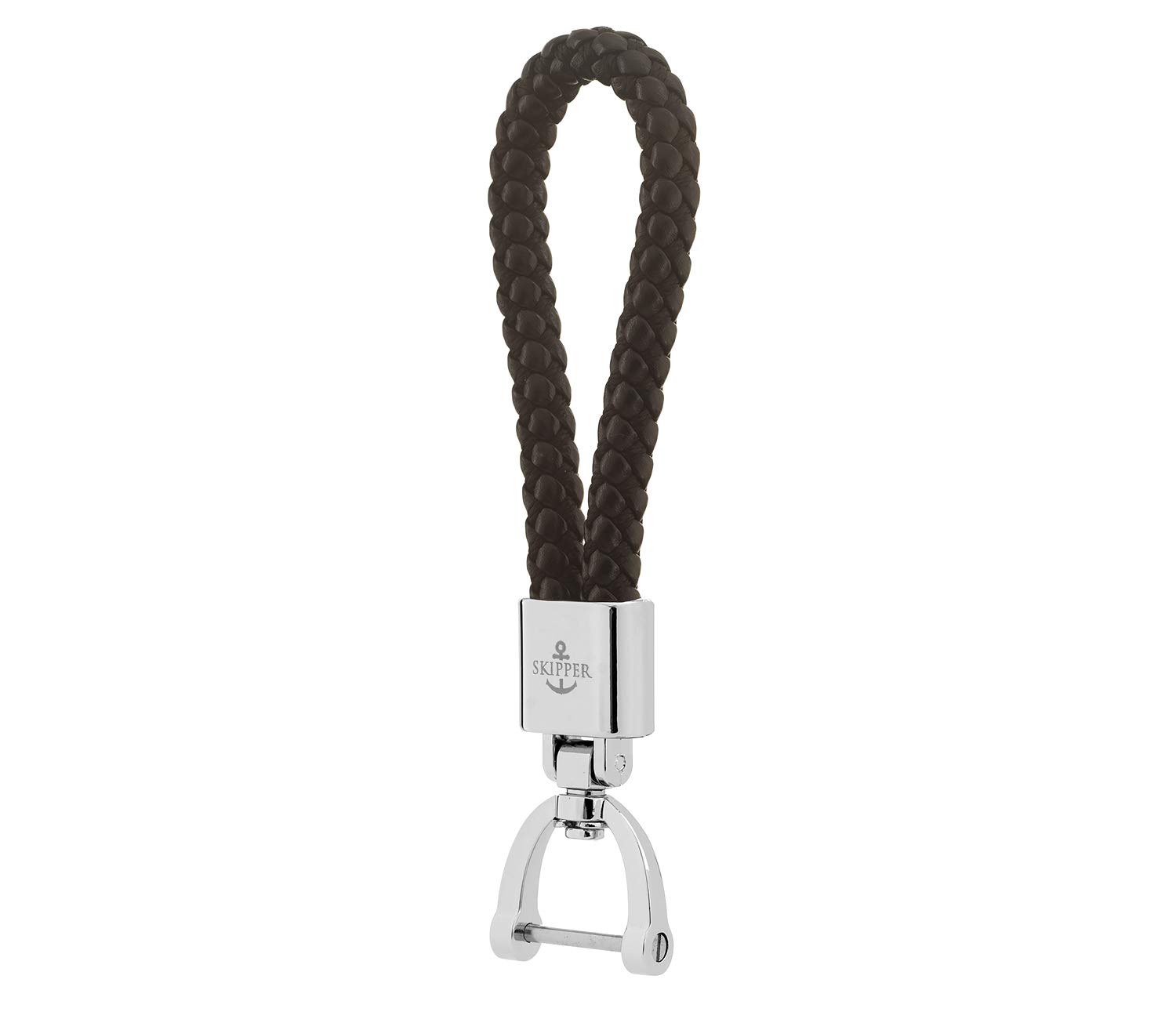 Skipper Key ring made of faux leather and stainless steel 8603, skipper colour: black.