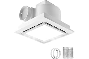 RLOZUI Bathroom Exhaust Fan with Light, 120 CFM Quiet Ventilation Fan with 6200K 12W LED Light 1.0 Sones Low Noise, 4 Inch Du