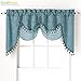 GoodGram Ultra Elegant Clipped Jacquard Georgette Fringed Window Valance with an Attached Sheer Swag Assorted Colors (Turquoise)