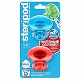 Steripod Clip-on Toothbrush Protector (Blue & Red) I Protects Against Soap, Dirt and Hair I For Travel, Home, Camping