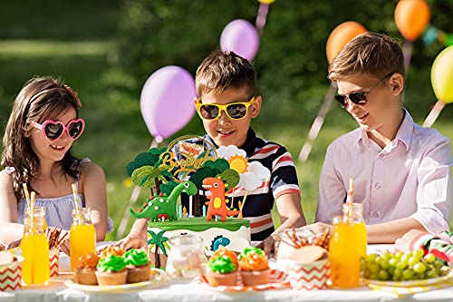 Dinosaur Cake Toppers & Decorations - 49 Pcs, Cupcake Wrappers, Baby Shower & Kids Party Supplies