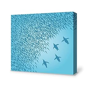 Canvas Wall Art A School of Fish Pictures Home Wall Decorations for Bedroom Living Room Paintings Canvas Prints Framed - 12x12 inches