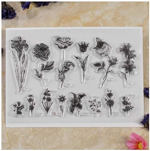 KWELLAM Flowers Rose Lily Poppy Tulip Clear Stamps for Card Making Decoration and DIY Scrapbooking