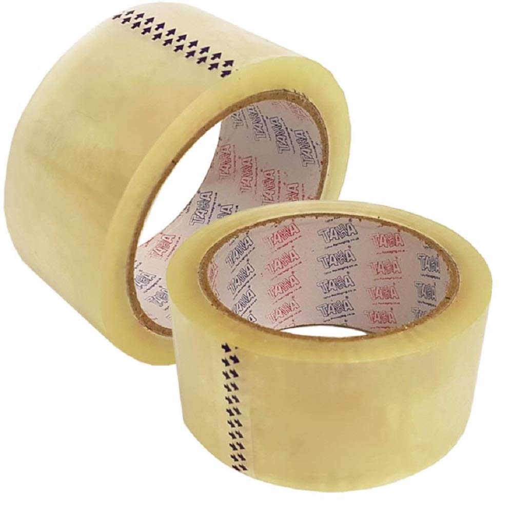 TAHA® 2 Rolls 48MM x 66M (2" inch) Clear Packaging Tape for Parcels and Boxes Heavy Duty Packing Tape Provides a Strong, Secure and Sticky Seal for Your Boxes