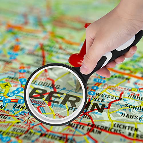 HAKACC 2 Stück Lupe Handheld, 2,5-fache und 4-fache Leselupe 75mm Handlupe für Senioren Kinder Hobbybeobachtung Zeitungen Lesen Insekten