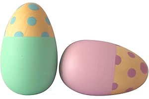 Shumee Toys - Wooden Egg Shakers for Babies (6 Months+) - Musical Rattle Montessori Toy - Set of 2 Easter Eggs (Teal and Purple Dots)