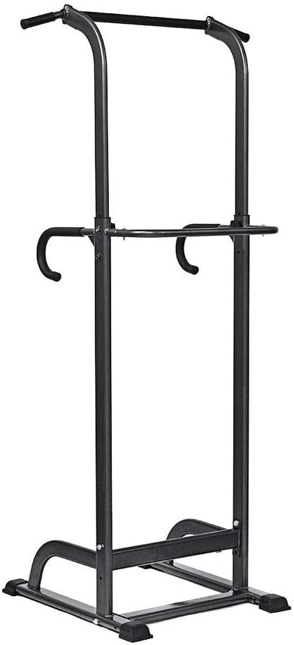 HLW Sports Pull Up Fitness Station Tower Power Dip Gym Home Bar Exercise Stand Slimming Equipment Safety Tension Lever (Color : Black, Size : 68x77x180cm)