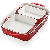 Sweejar Ceramic Bakeware Set, Rectangular Baking Dish for Cooking, Kitchen, Cake Dinner, Banquet and Daily Use, Casserole Dishes for Oven Porcelain Baking Pans (Red)
