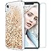Maxdara Case for iPhone XR Glitter Case 6.1 inch [Tempered Glass Screen Protector] Floating Liquid Bling Sparkle Luxury Pretty Fashion Girls Women Case Cover (Gold & Silver)