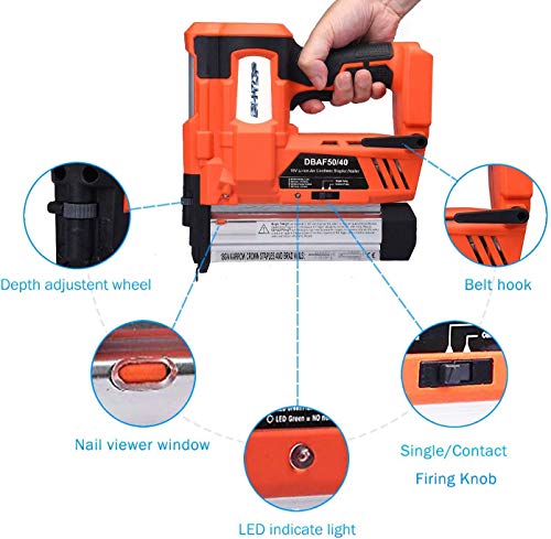 BHTOP Cordless Nailer & Stapler- 2 in 1 18Ga Heavy Tool With 18Volt 2Ah Lithium-ion Rechargeable Battery(Charger and Carrying Case） (1 Battery) - Thumbnail 4