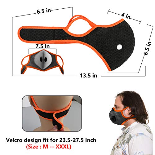 Face Covering Reuseable with 10 Filters for Men Women Adult (Orange+Black)