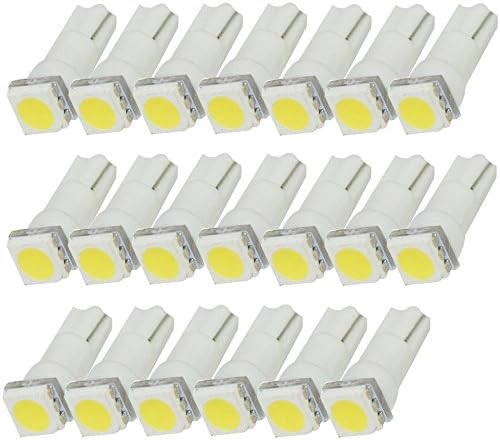 Dealetech 20x White T5 58 70 74 1SMD LED Bulb Dashboard Gauge Wedge Instrument Panel Light