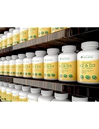 Vitamin D3 5000IU with K2 (MK7), Great Value 150 Vegetarian Vitamin D3 K Capsules, Easy to...
