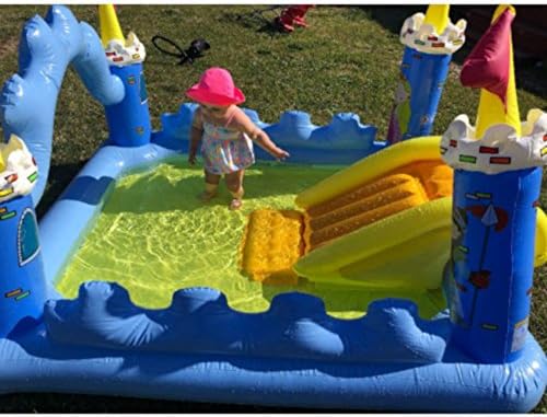 Inflatable Play Center Water Baby Playground Pool Plastic Aqua Slide Children Castel Theme Outdoor Multicolor &amp; e-book by Amglobalsupplies