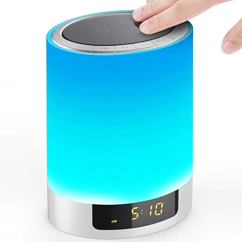 Night Lights Bluetooth Speaker, Ruoi Touch Sensor LED Bedside Lamp + Dimmable Warm Light & Color Changing, Wireless Speakers with Alarm Clock, MP3 Music Player, Best Gift for Kids, Party, Bedroom