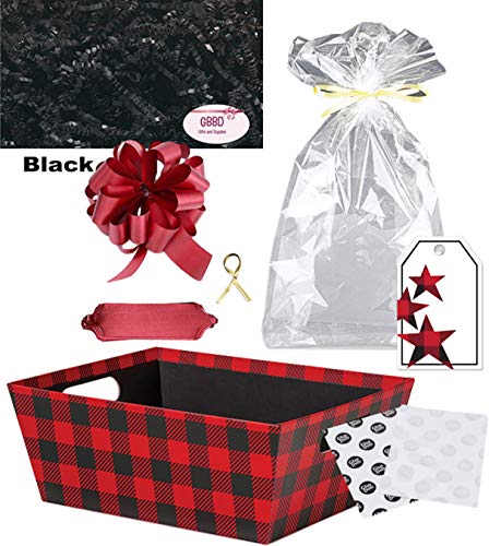 Gift Basket Making Supply Kit for Do it Yourself Wrapping (Buffalo Plaid, Large)