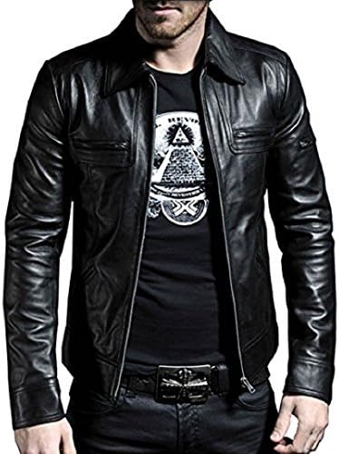 NBENTERPRISES Men's Leather Bomber Black Jacket