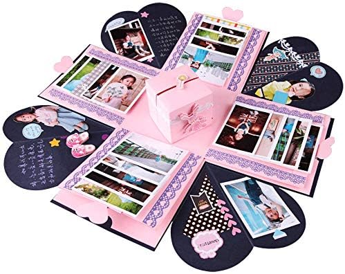 Creative Explosion Box with DIY Accessories Kit -Scrapbook DIY Photo Album Box for Birthday Anniversary Valentine Day Wedding