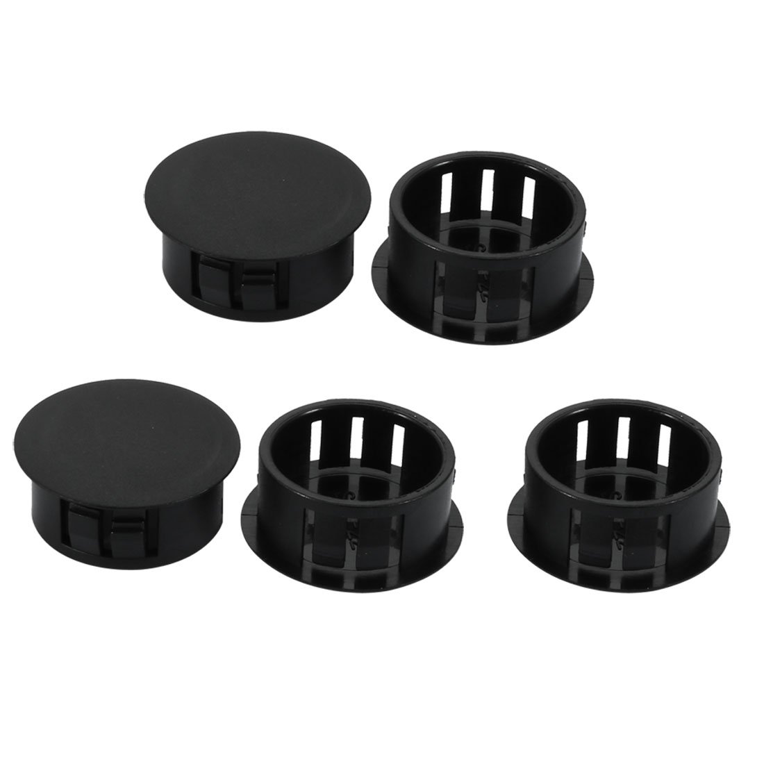 sourcingmap 5pcs 22mm Dia Black Plastic Tubing Plug Door and Window Locking Hole Plugs