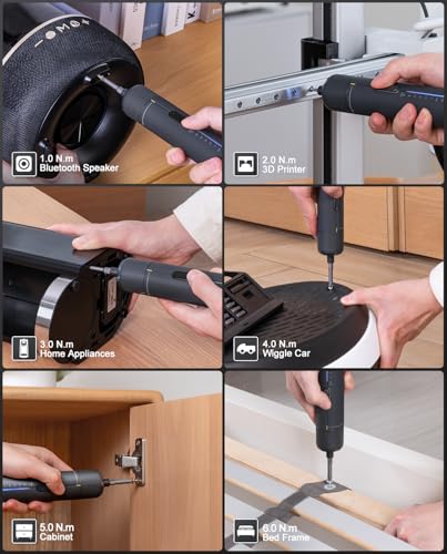 Fanttik S2 Pro Electric Screwdriver, Cordless Screwdriver Set, 7 Torque Settings, 0.5 to 6N.m, 20 Magnetic Bits, 1/4''Hex Shank, with 90° Angle Adapter, for Furniture, Household Repairs(Space Grey)