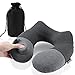 Travel Pillow Inflatable Neck U-Shape Pillow for Traveling and Airplane Support Head, Neck, with Storage Bag (Dark Gray)