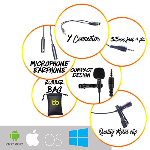 image for Balci Professional Lavalier Lapel Microphone with Easy Clip On System 
