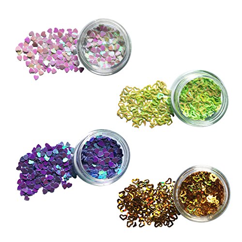 image for Happlee® Happlee 3D Nail art Decoration, Hollow Solid Heart Confetti,