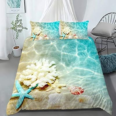 AILONEN Ocean Themed Duvet Cover Set, Beach Theme Kids' Bedding Sets & Collections Full Size,Superior Coastal Comforter… 51KCppkFBjL