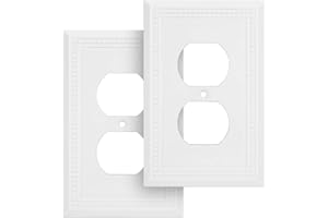 Henne Bery Sunken Pearls Heavy Duty Decorative Wall Plate Switch Plate Outlet Cover (Single Duplex, 2 Pack, White)