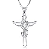 KQF Music Cross Necklace for Women 925 Sterling Silver Music Note Pendant Musical Jewelry Gifts for Women