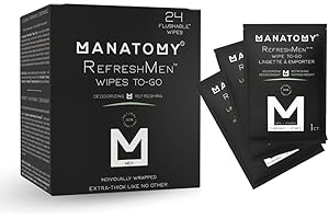 MANATOMY® RefreshMen On-the-Go Individually Wrapped Hygiene Wipes, Refreshing and Hydrating Body Wipes with Aloe Vera & Chamo