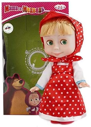 Amazon Com Masha And The Bear Doll Masha Canta 9 8 In 9 8 In Idioma Ruso Vestido De Juguete Muneca Famosa De Dibujos Animados Una Nina Suave Interactiva De Cumpleanos Toys Games