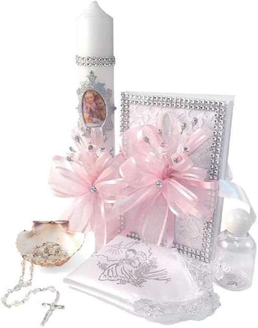 baptism candle set for girl
