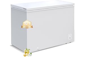 ZYERCH Large Chest Freezer,10.4 Cu.ft Deep Freezer FreeStanding Top Door Freezer with 8 Adjustable Thermostat (-11.2°F to 10.4°F) and Removable Basket, Universal Wheels, Manual Defrost for Garage, White