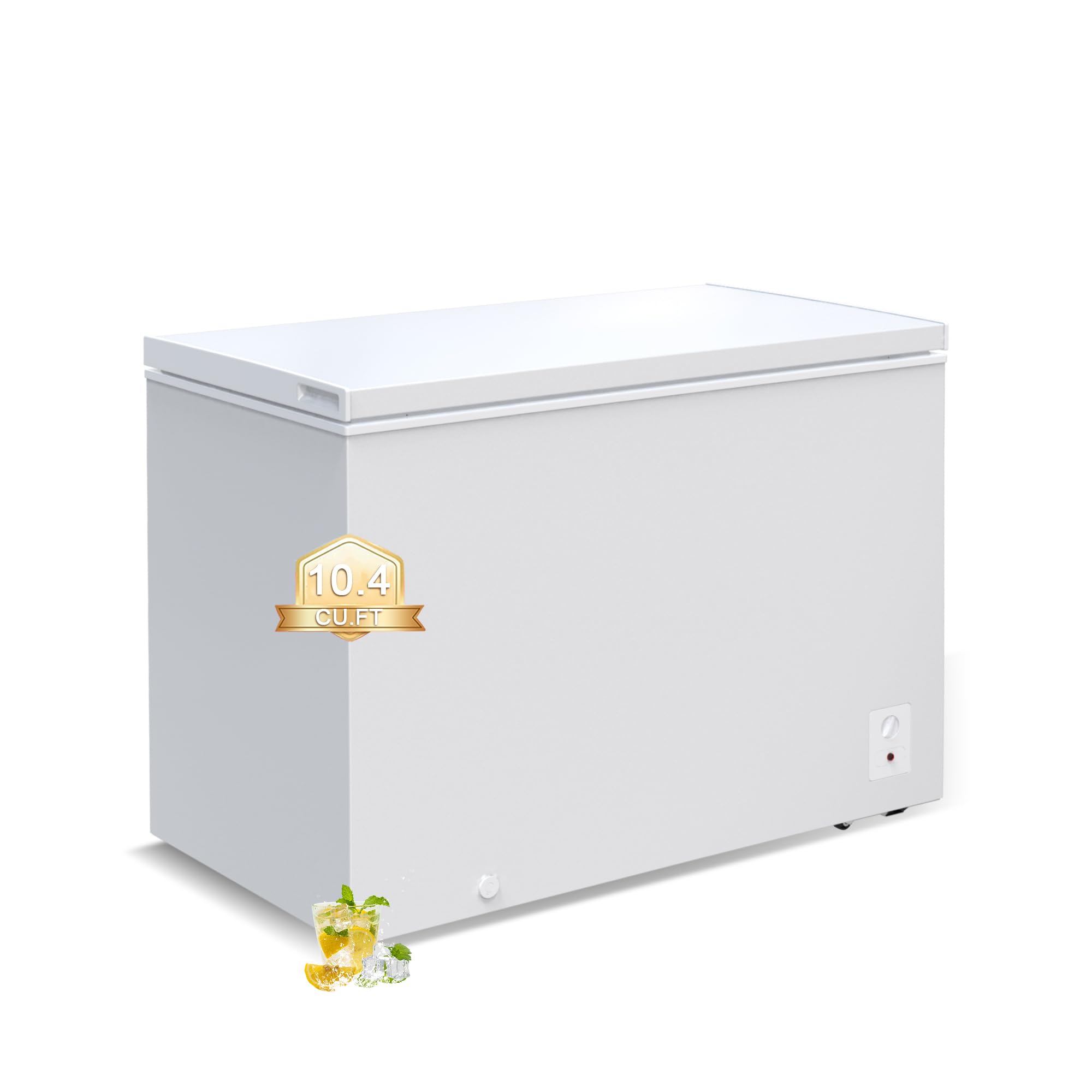 Photo 1 of ** VERY USED ** DAMAGE MINOR ***
Large Chest Freezer,10.4 Cu.ft Deep Freezer FreeStanding Top Door Freezer with 8 Adjustable Thermostat (-11.2°F to 10.4°F) and Removable Basket, Universal Wheels, Manual Defrost for Garage, White