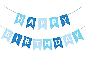 HENPISEN Happy Birthday Banner light blue Backdrop Decoration Birthday sign for wall Party Supplies Backyard Decor Birthday Flag Bunting