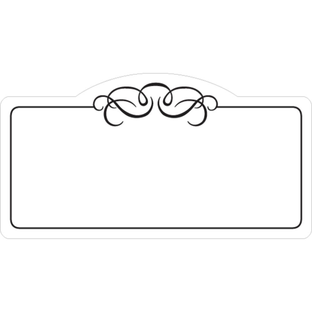 HUBERT Deli Tag Write on Style with Black Scroll Design White Heat Resistant Merchandising Tags - 4" L x 2 1/8 H, 12/Bag