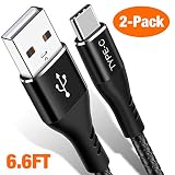 XXBSAZ USB Type C Cable, (2 Pack 6.6FT) Certified USB A to USB-C Nylon Braided Fast Charging Cord for Samsung Galaxy S10e S9 S8 Plus, Note 8/9, Moto Z,LG V30 V20 G5 and USB C Devices(Black)