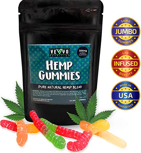Hemp Gummies by VEYO Nutrition – 6 X 50mg (300mg) Full Spectrum Hemp Gummies for Pain and Anxiety Relief – Organic, Kentucky Grown Hemp Oil Extract - Helps Joint Pain/Inflammation & Insomnia