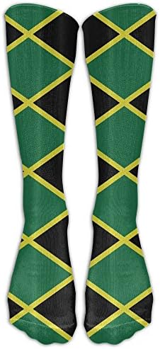 Jamaican Flag Stripe Caribbean Island Knee High Graduated Compression Socks For Women And Men - Best Medical, Nursing, Travel &amp; Flight Socks - Running &amp; Fitness