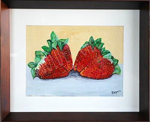 Impressionist Strawberries - Original acrylic painting - custom matted and framed