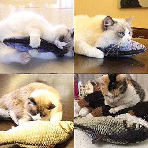 Realistic Plush Simulation Electric Doll Fish,Cat Kicker Fish Toy,Cat Wagging Fish Toys,Funny Interactive Pets Chew Bite Supplies Fish Flop Cat Toy Catnip Toys for Biting,Chewing And Kicking,2Pcs