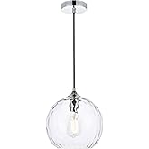 Living District Cashel 1-Light Mid-Century Metal Pendant in Chrome and Clear