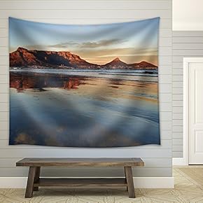Landscape of Cape Town and Table Mountain at Sunrise - Fabric Wall Tapestry Home Decor - 51x60 inches