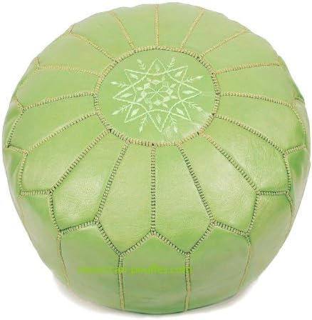 4 moroccan poufs leather luxury ottomans footstools cover green pistachio