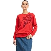 Salt Attire Astrid Red Embroidered Sweatshirt - Wool, Full Sleeves, Pull-On Closure, Machine Washable, Elegant Red Design