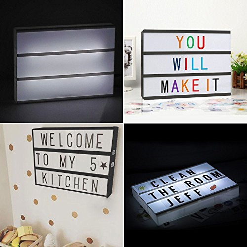 A4 Light Box With Letters Emoji Numbers (119 Color + 84 Black) LED DIY Letter Board Light Box USB Cinema Light Box With Letters Gift For Birthday Festival Photo Props Decoration Inspirational Reminder