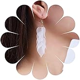 Iaceble Boho Acrylic Flower Dangle Earrings White Flower Drop Earrings Long Resin Flower Earrings Flower Petal Earrings Floral Earrings Jewelry for Women