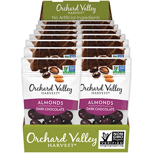Orchard Valley Harvest Dark Chocolate Almonds, 2 Ounce Bags (Pack of 14), Gluten Free, NonGMO